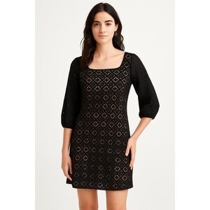 ANNA SUI x Anthropologie Corby Shift Dress Black Lace